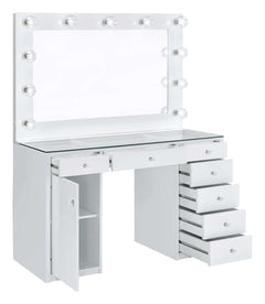 Percy White High Gloss Vanity Table & Mirror - Ornate Home