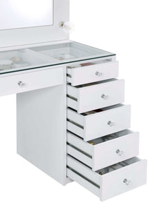 Percy White High Gloss Vanity Table & Mirror - Ornate Home