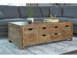 Persia Natural Sheesham 6Drawer Storage Coffee Table - Ornate Home