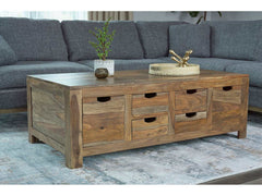 Persia Natural Sheesham 6Drawer Storage Coffee Table - Ornate Home