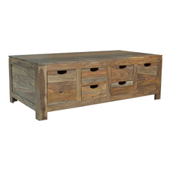 Persia Natural Sheesham 6Drawer Storage Coffee Table - Ornate Home