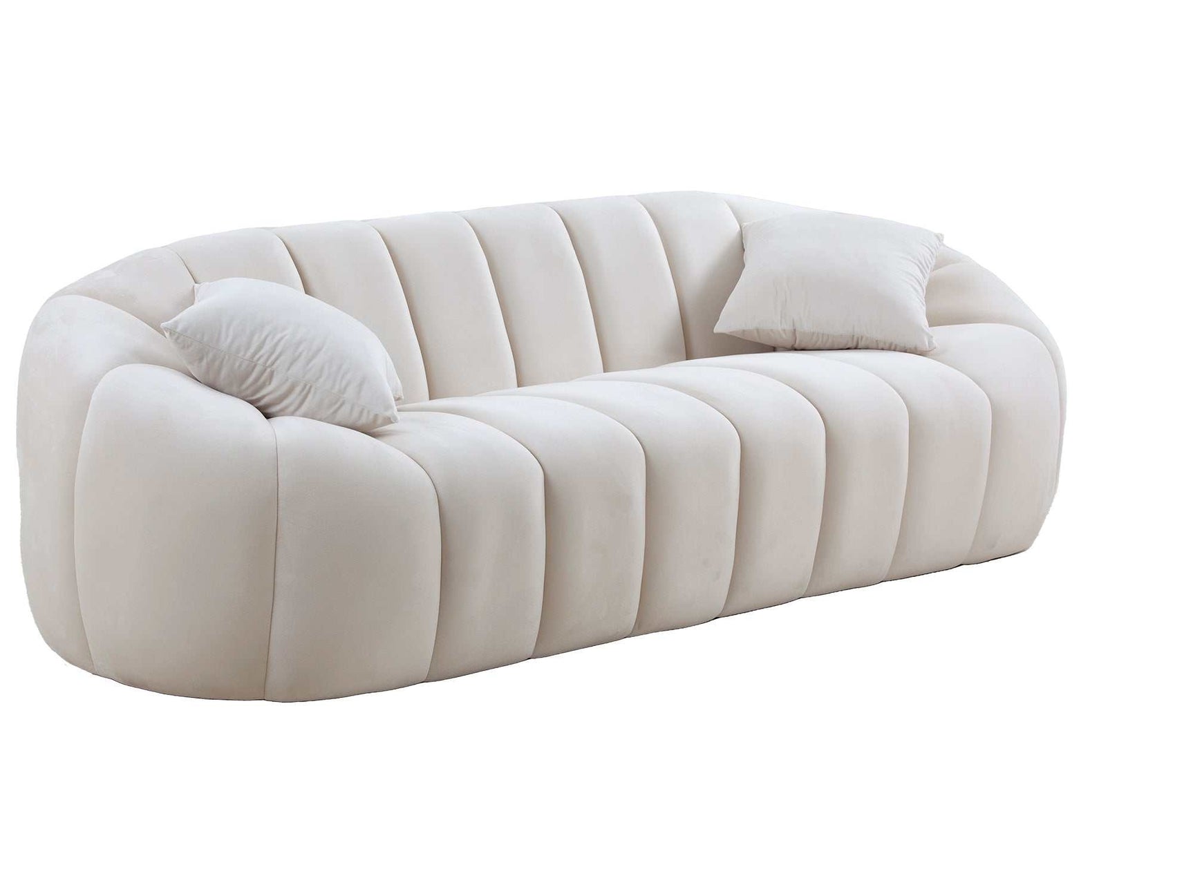 Petaluma 3-Seater Velvet Modern Sofa Beige - Ornate Home