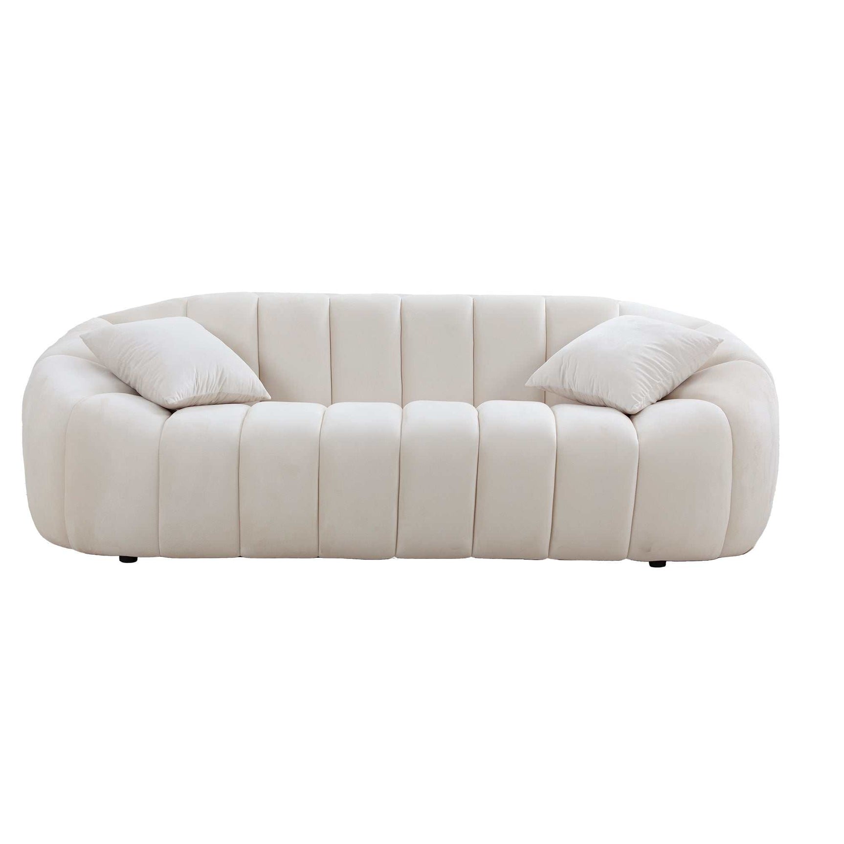 Petaluma 3-Seater Velvet Modern Sofa Beige - Ornate Home
