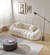 Petaluma 3-Seater Velvet Modern Sofa Beige - Ornate Home
