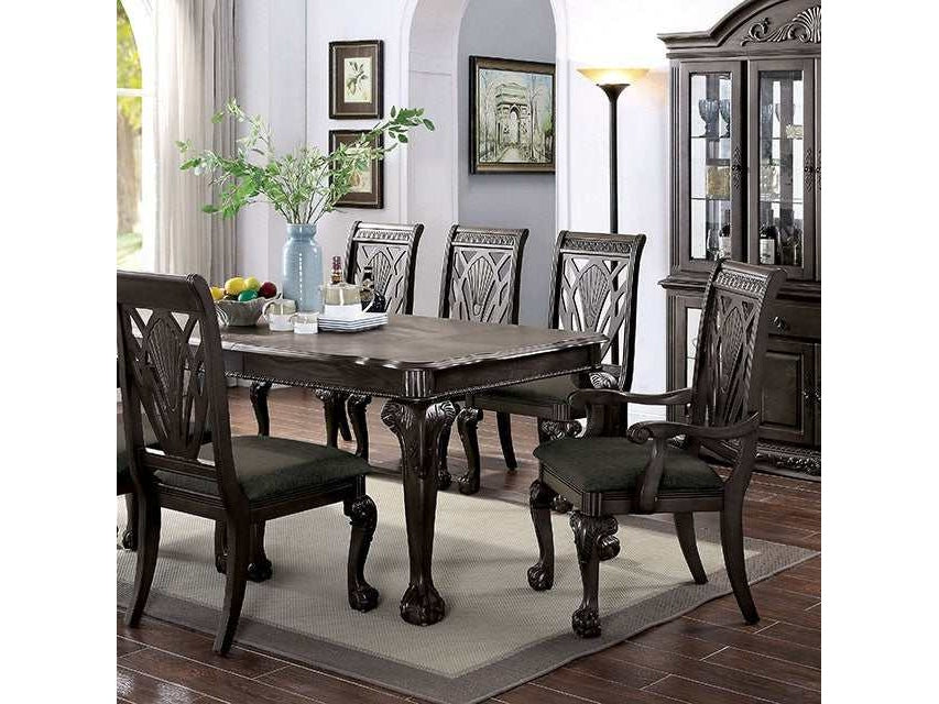 Petersburg Dark Gray Dining Table w/ 1 X 18" Leaf - Ornate Home