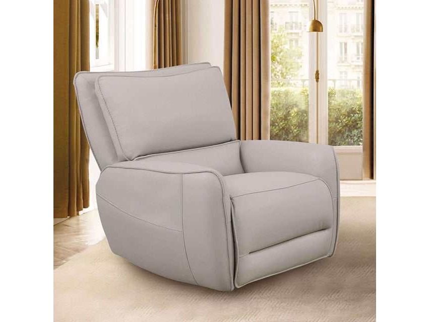 Phineas Beige Top Grain Leather Match Power Recliner - Ornate Home