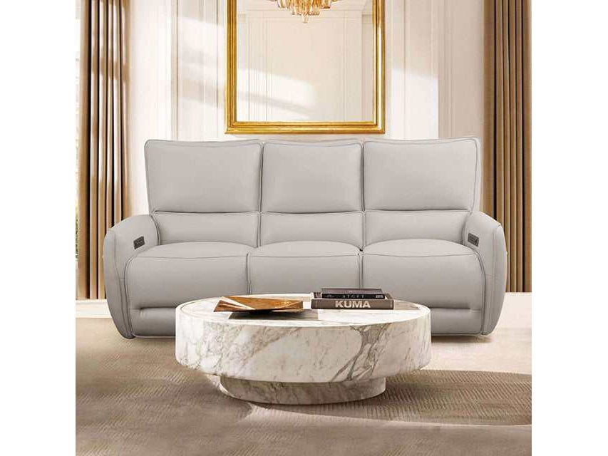 Phineas Beige Top Grain Leather Match Power Reclining Sofa - Ornate Home