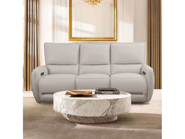 Phineas Beige Top Grain Leather Match Power Reclining Sofa - Ornate Home