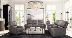Phineas Gray Top Grain Leather Match Power Recliner - Ornate Home