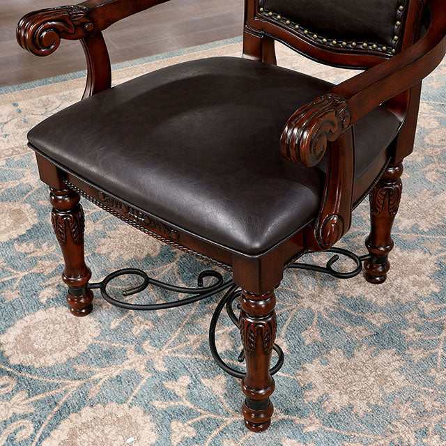 Picardy Brown Cherry/Black Arm Chair - Ornate Home