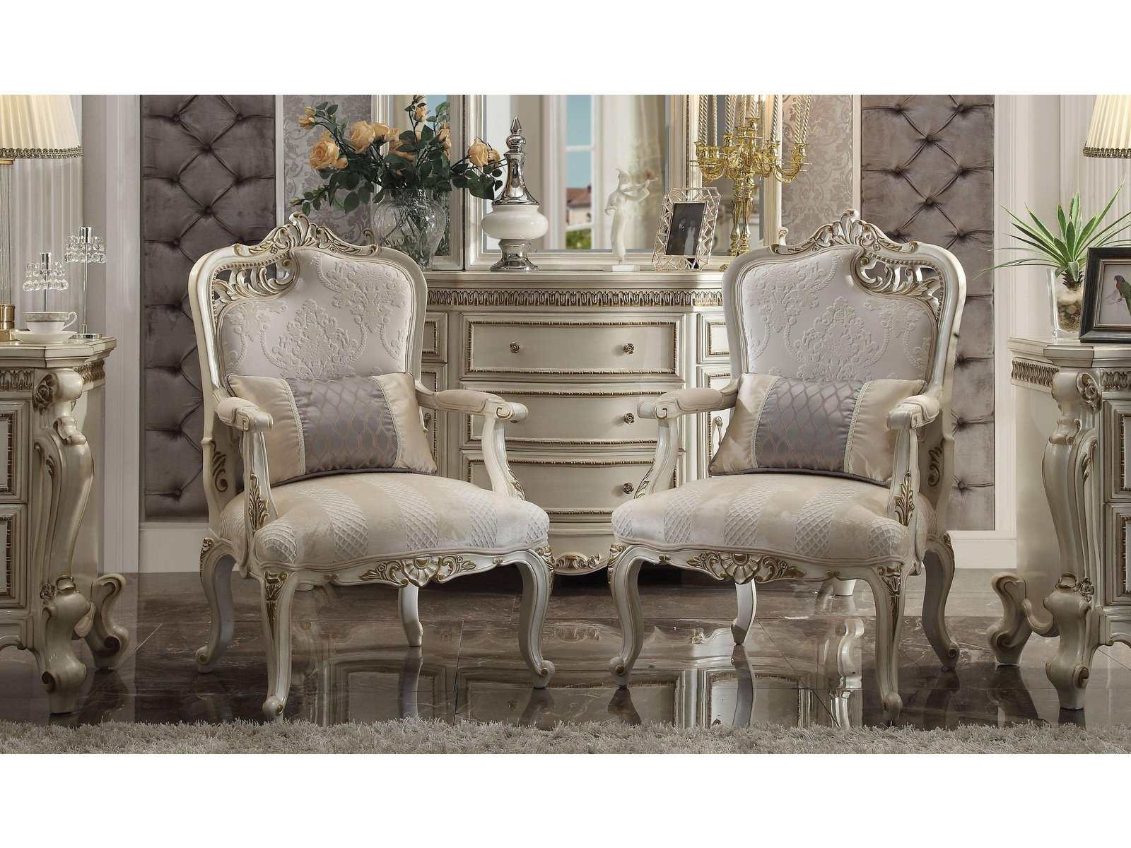 Picardy Pearl Chair w/ Pillow (Left Facing Leaf) - Ornate Home
