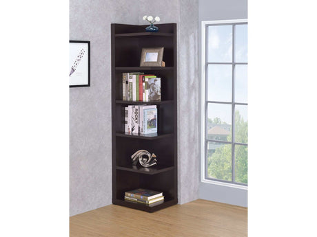 Pinckard Cappuccino 6 Tier Corner Bookcase - Ornate Home