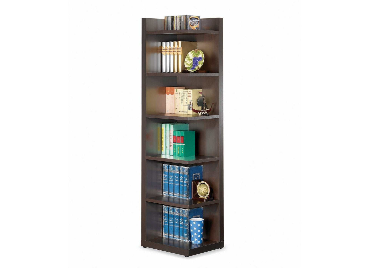 Pinckard Cappuccino 6 Tier Corner Bookcase - Ornate Home