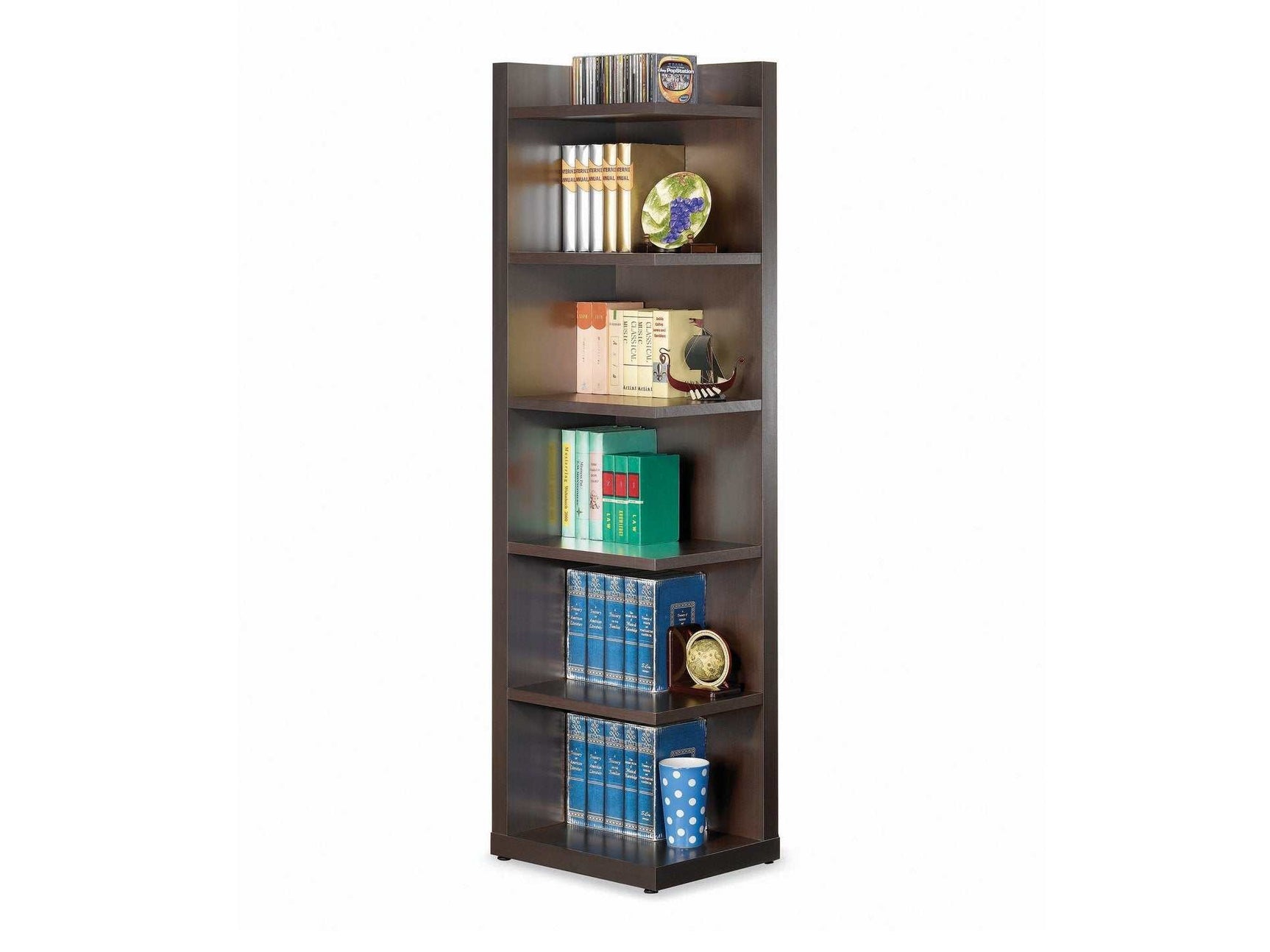 Pinckard Cappuccino 6 Tier Corner Bookcase - Ornate Home