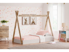 Piperton Two-tone Brown/White Tent Complete Twin Bed in Box - Ornate Home