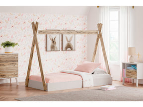 Piperton Two-tone Brown/White Tent Complete Twin Bed in Box - Ornate Home