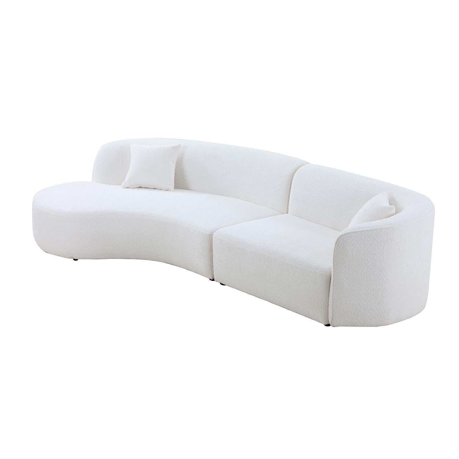 Placerita Luxury Modern Living Room Boucle Couch Sofa Left Arm Facing, White - Ornate Home