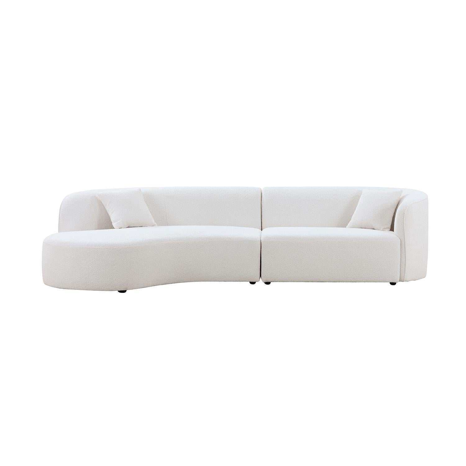 Placerita Luxury Modern Living Room Boucle Couch Sofa Left Arm Facing, White - Ornate Home