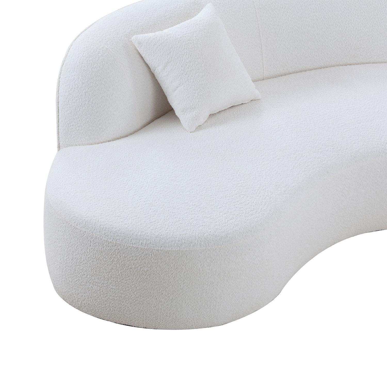 Placerita Luxury Modern Living Room Boucle Couch Sofa Left Arm Facing, White - Ornate Home
