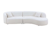 Placerita Luxury Modern Living Room Boucle Couch Sofa Right Arm Facing, White - Ornate Home