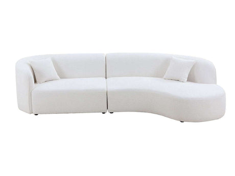 Placerita Luxury Modern Living Room Boucle Couch Sofa Right Arm Facing, White - Ornate Home