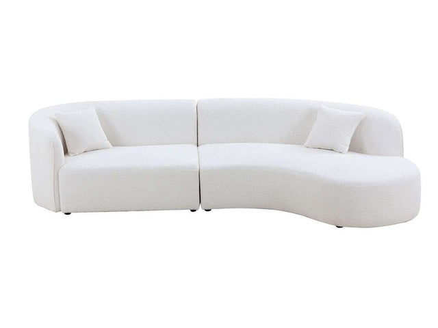 Placerita Luxury Modern Living Room Boucle Couch Sofa Right Arm Facing, White - Ornate Home