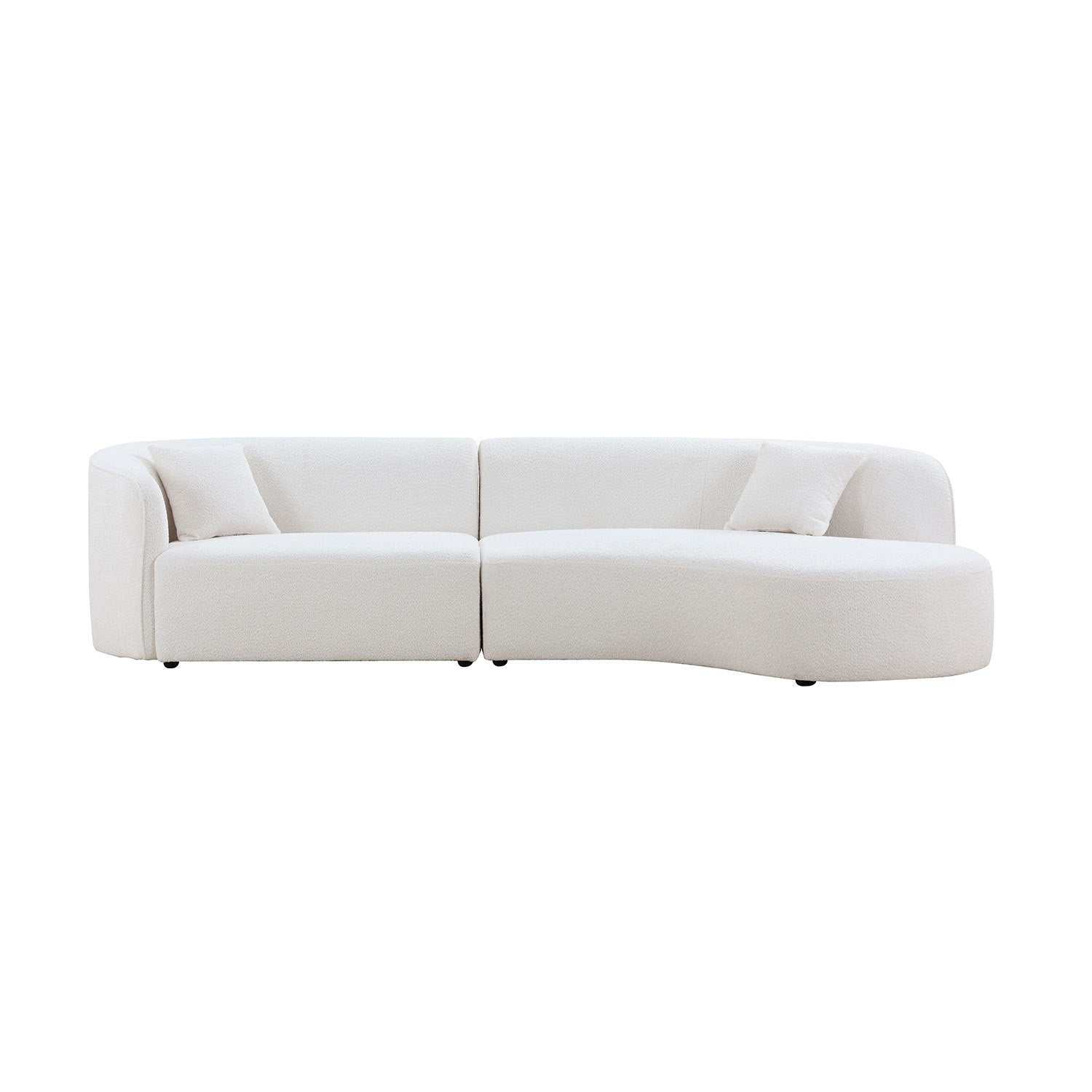 Placerita Luxury Modern Living Room Boucle Couch Sofa Right Arm Facing, White - Ornate Home