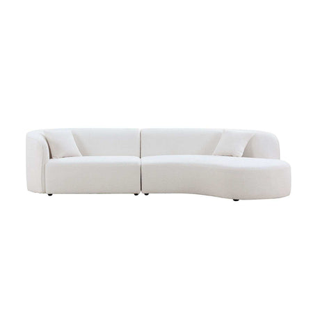 Placerita Luxury Modern Living Room Boucle Couch Sofa Right Arm Facing, White - Ornate Home