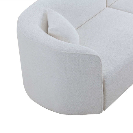 Placerita Luxury Modern Living Room Boucle Couch Sofa Right Arm Facing, White - Ornate Home