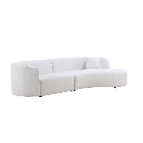 Placerita Luxury Modern Living Room Boucle Couch Sofa Right Arm Facing, White - Ornate Home