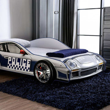 Poe Blue & White Twin Car Bed - Ornate Home