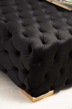 Polo Black Velvet Double Chaise "U" Shape Sectional Sofa - Ornate Home