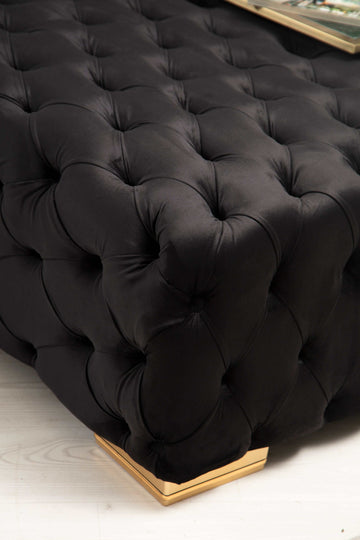 Polo Black Velvet Double Chaise "U" Shape Sectional Sofa - Ornate Home