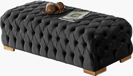 Polo Velvet Button Tufted Ottoman - Ornate Home
