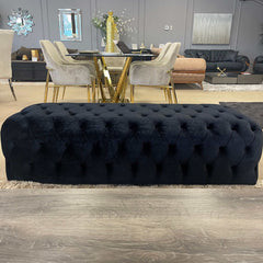 Polo Velvet Button Tufted Ottoman - Ornate Home