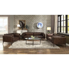 Porchester Distress Chocolate Leather Chair - Ornate Home