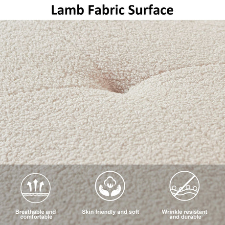 Portola 113" Large Beige Teddy Sherpa Corner Sectional Sofa with Tufted Seat - Ornate Home