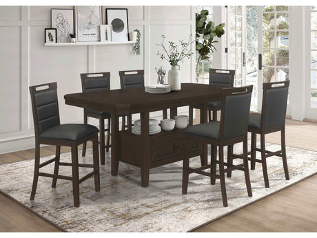 Prentiss Cappuccino / Black 7 Pc Counter Height Dining Set - Ornate Home