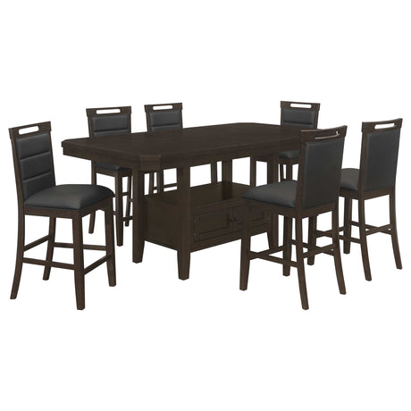 Prentiss Cappuccino / Black 7 Pc Counter Height Dining Set - Ornate Home