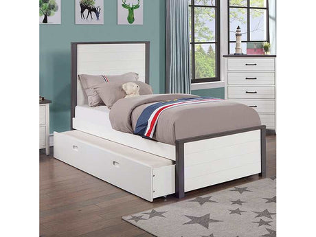 Priam White/Gray Twin Bed - Ornate Home