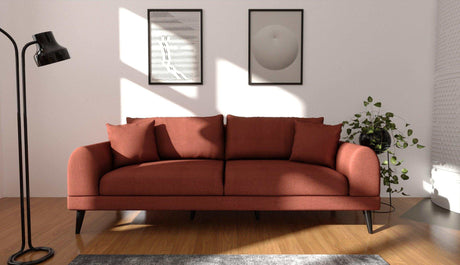 Pyramid Reddish Brown Sofa & Loveseat 2pc Set - Ornate Home