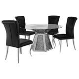 Quinn Black / Mirror 5 Pc Dining Set - Ornate Home