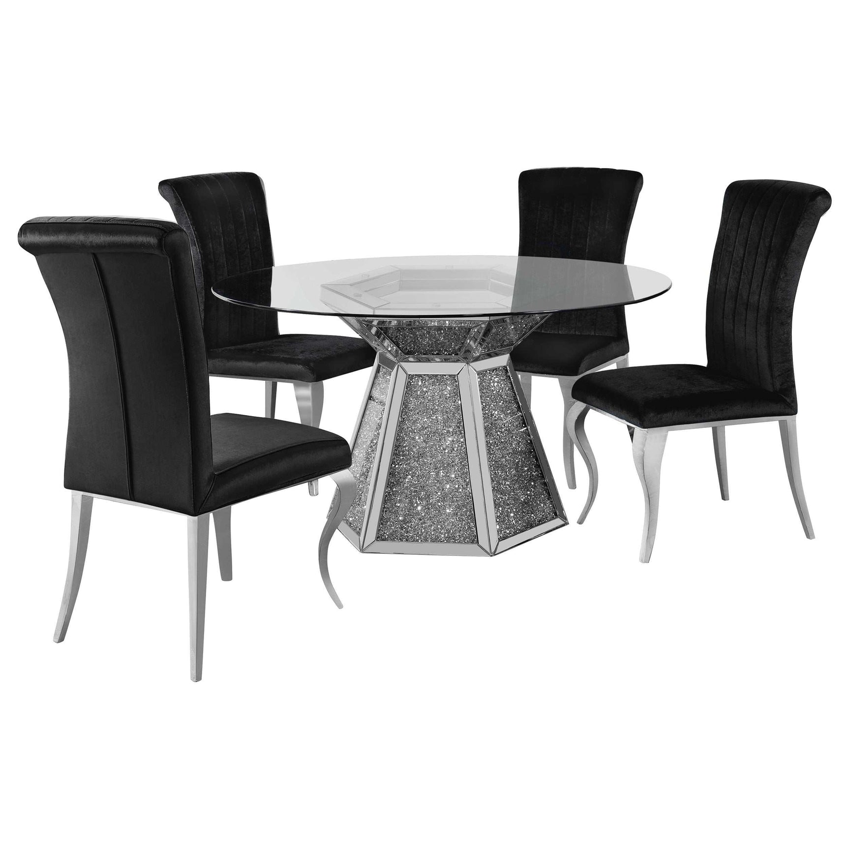 Quinn Black / Mirror 5 Pc Dining Set - Ornate Home