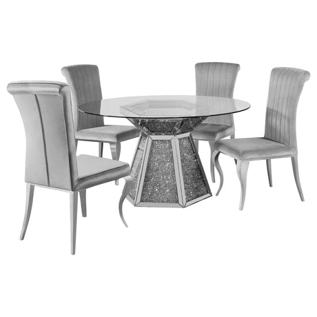 Quinn Grey / Mirror 5 Pc Dining Set - Ornate Home