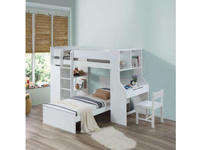 Ragna White Twin Loft Bed Set w/ Chair - Ornate Home