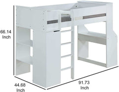 Ragna White Twin Loft Bed Set w/ Chair - Ornate Home