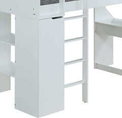 Ragna White Twin Loft Bed Set w/ Chair - Ornate Home