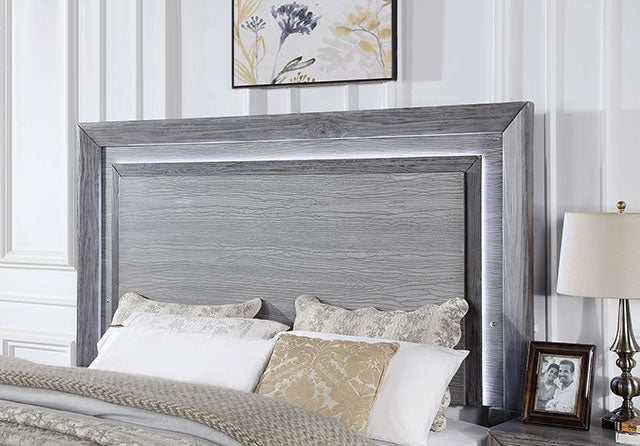 Raiden Gray Eastern King Bed - Ornate Home