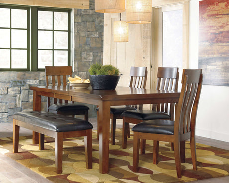 Ralene Medium Brown Dining Room Set with Bench / 6pc - Ornate Home