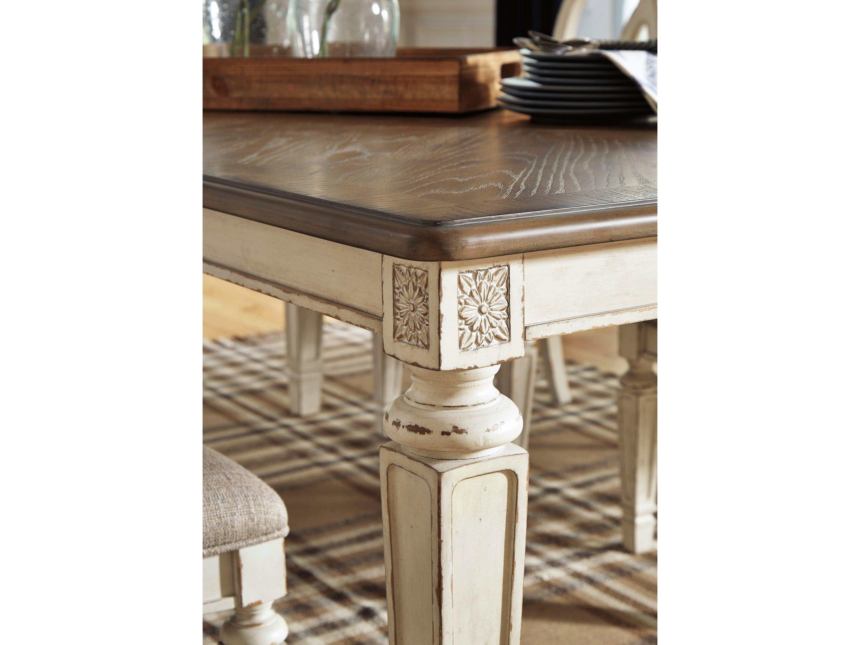 Realyn Chipped White Dining Room Set / 5pc - Ornate Home